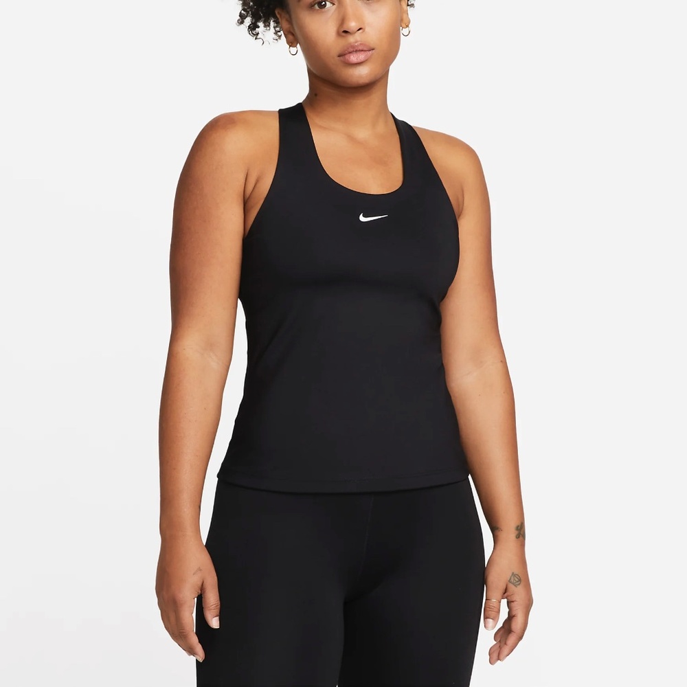 Nike Black Racerback Sports Tank with White Swoosh